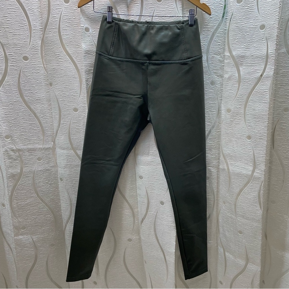 Z/C Signature Faux Leather Leggings Womens Medium Olive Green High‎ Rise